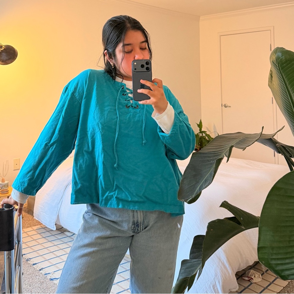 Lands End Teal Oversized Sweater (XXL)